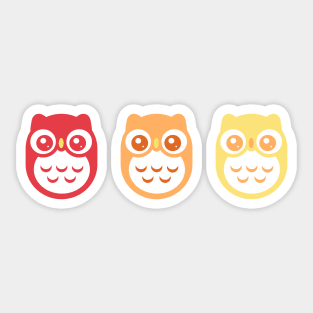 Red Orange Yellow Baby Owls Sticker